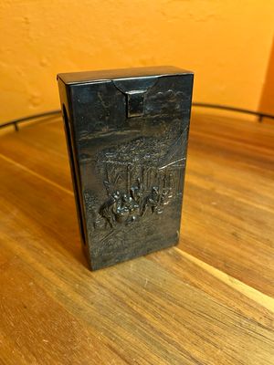 Peasant Farmers Scene Danish Silver Plated Large Cigarette Carton Or Matchbox Holder