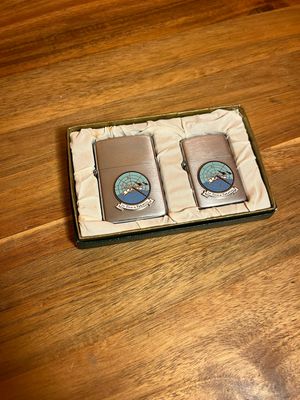In Omnia Paratus 720th AC &amp; W Sq Middleton Island Alaska Vulcan Flip Top Lighter Set