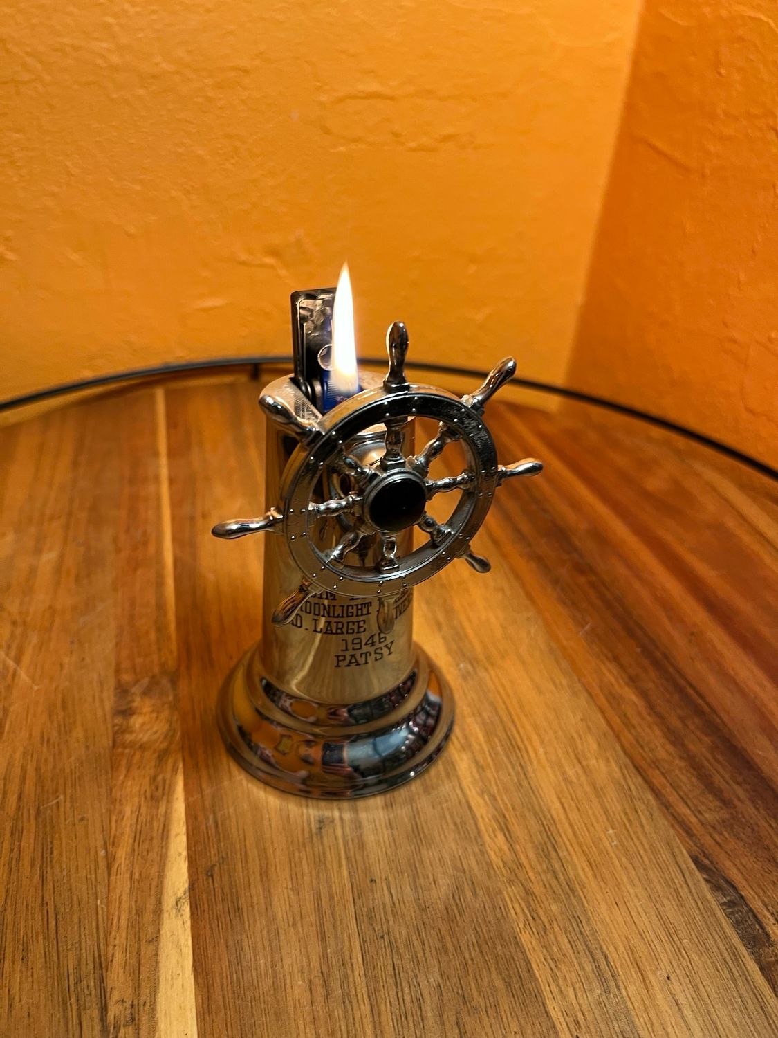 Customized 1946 ‘Patsy’ Ship’s Wheel Table Lighter