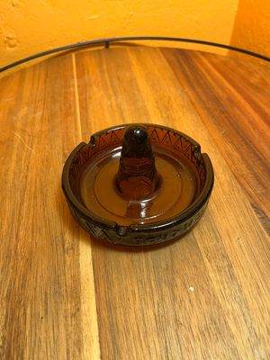 Amber Glass Sombrero Ashtray