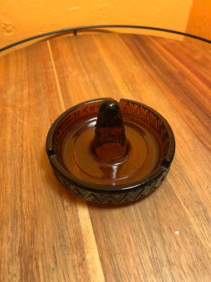 Amber Glass Sombrero Ashtray