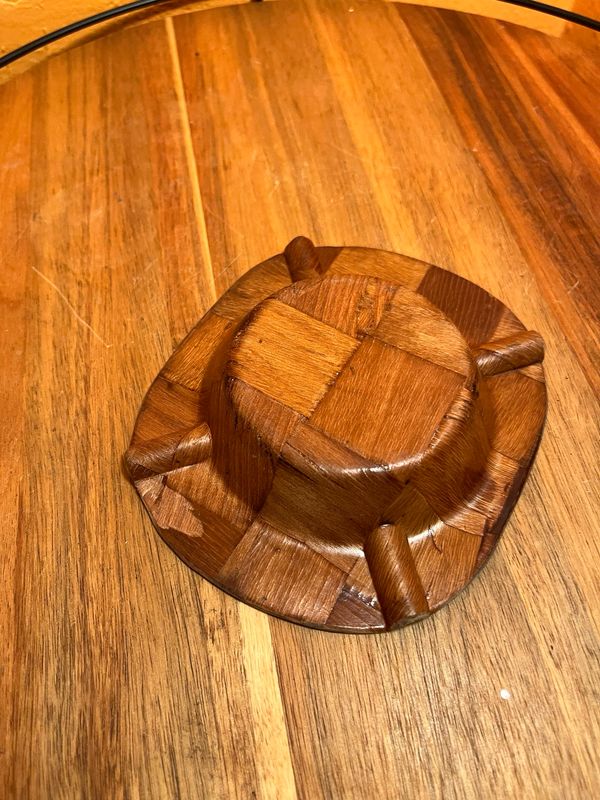 Woven Wood Panels Floral Ashtray