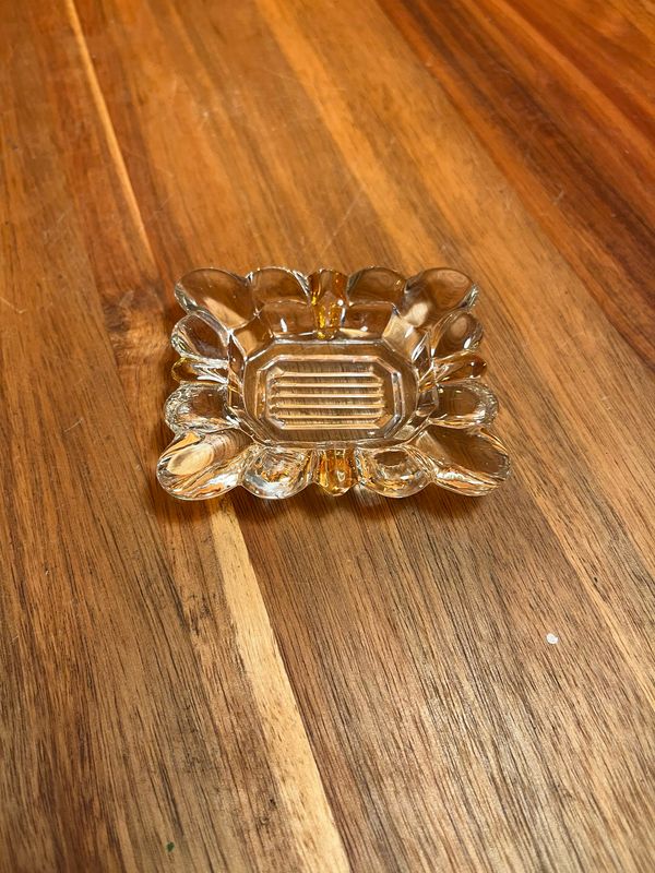 Clear &amp; Golden Glass Ashtray
