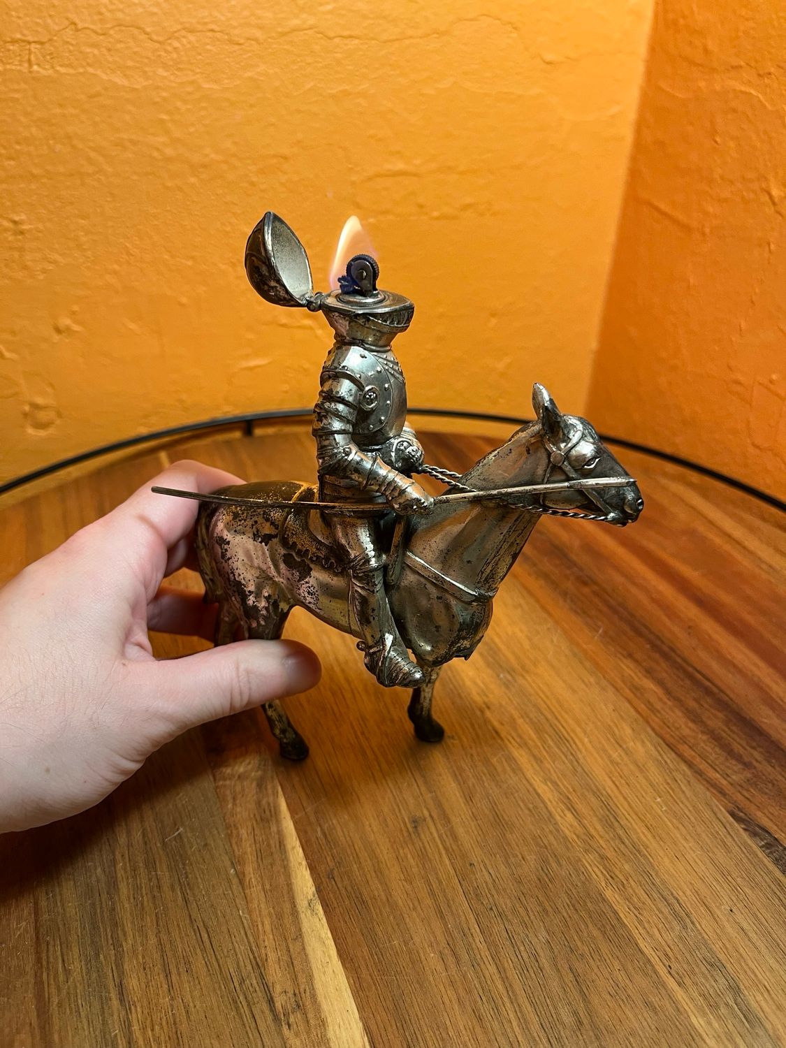 Negbaur Knight On Three Legged Horseback Chicago IL Souvenir Table Lighter