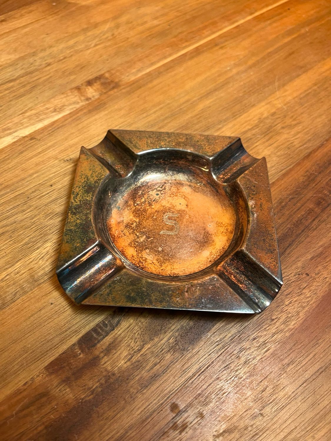 S Initial Metal Ashtray