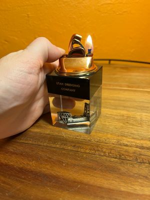 Utah Dredging Company Clearfloat Lucite Table Lighter