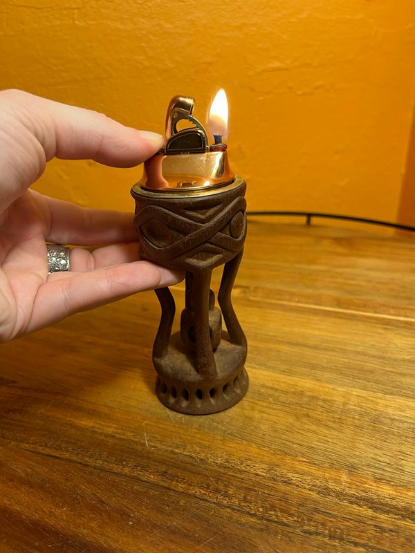 Carved Light Wood Overseas Table Lighter