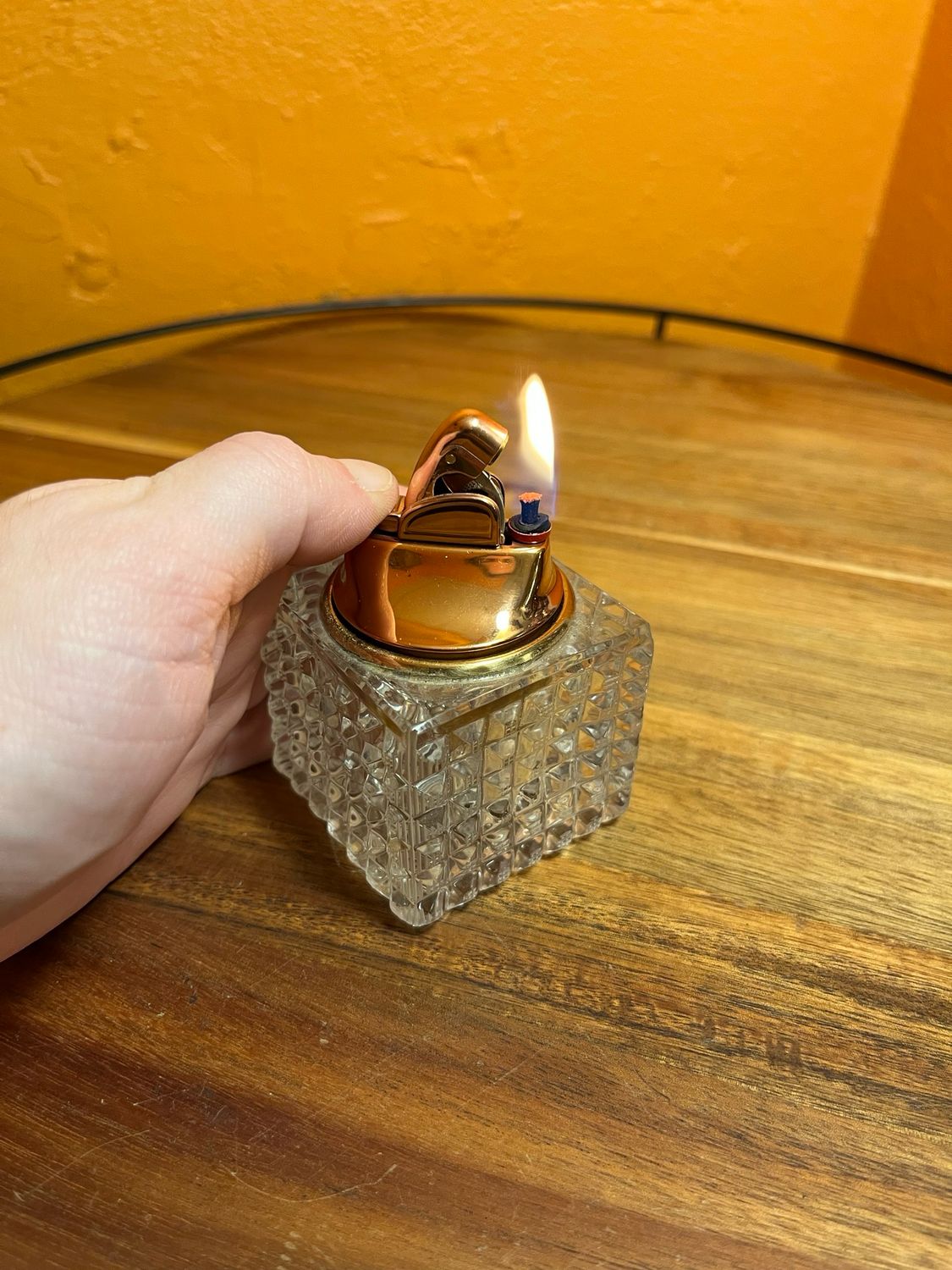 Cut Crystal Glass Cube Table Lighter