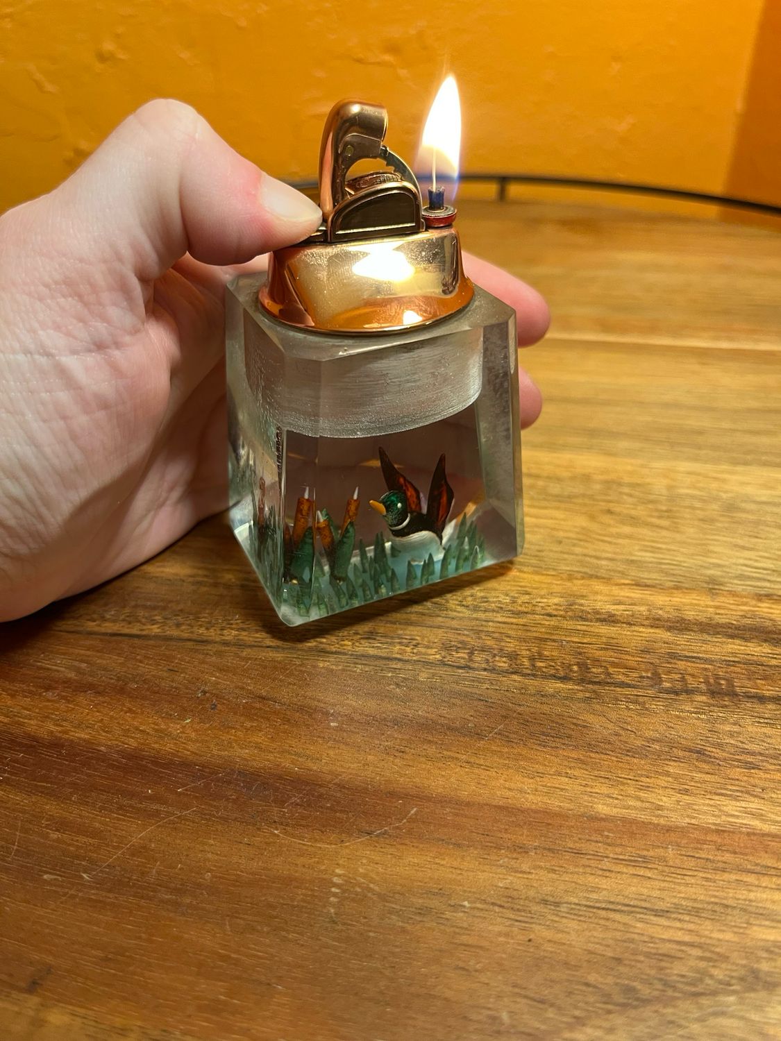 Mallard Drake Duck Lucite Table Lighter