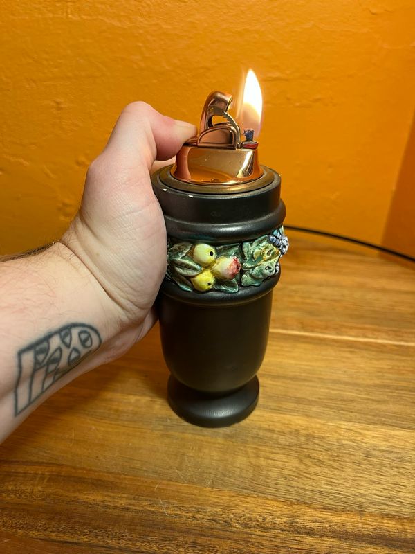 Italian Ceramic Fruitful Bounty Table Lighter