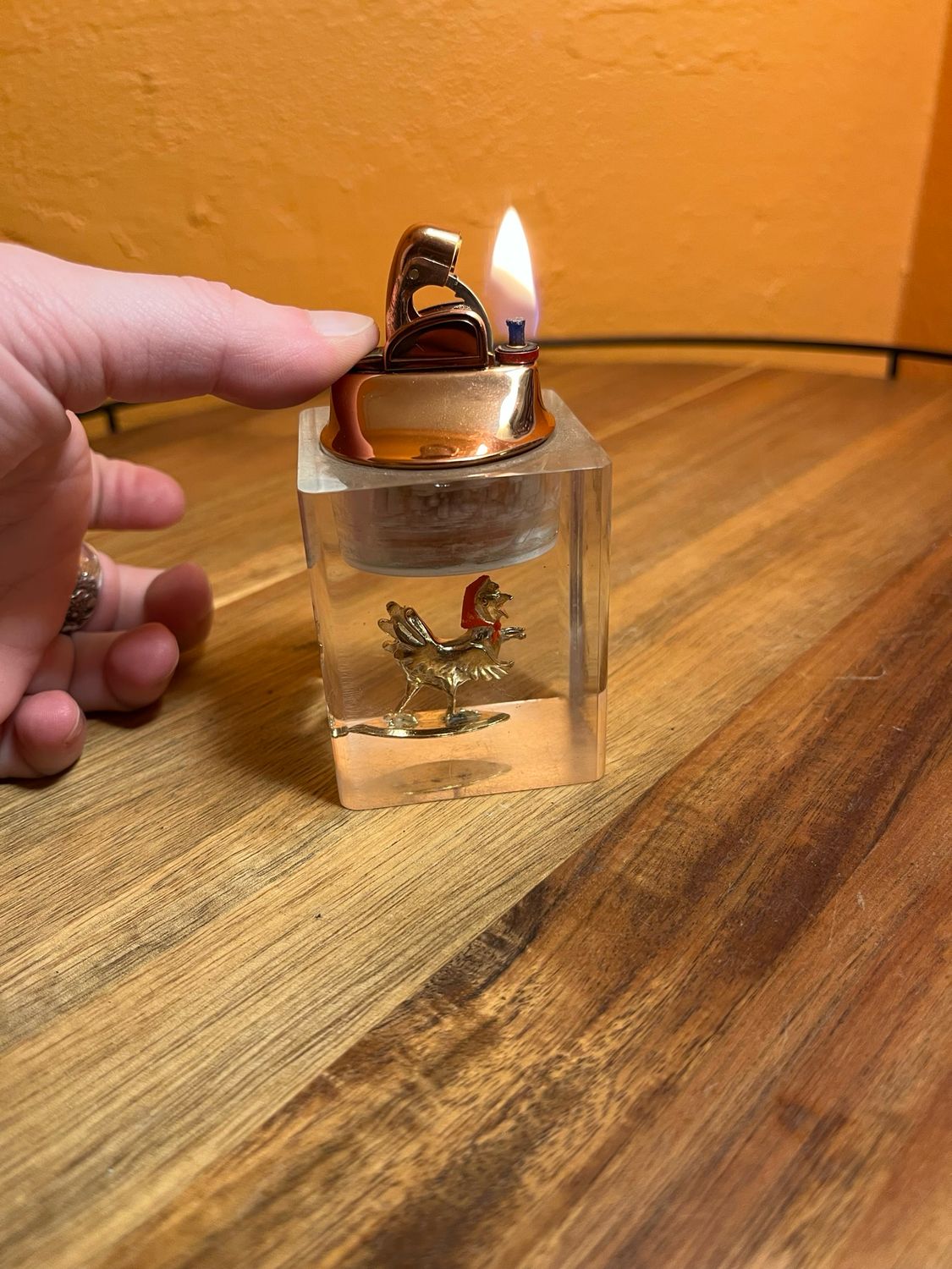Little Red Babushka Hen Lucite Table Lighter
