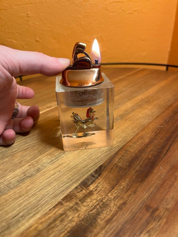Little Red Babushka Hen Lucite Table Lighter