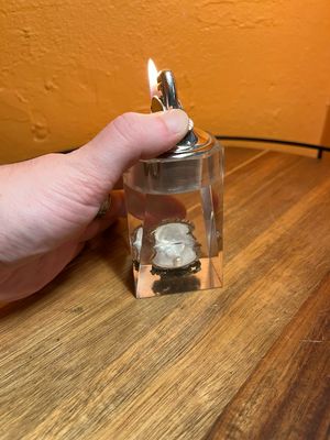 Pearl Oyster Lucite Table Lighter