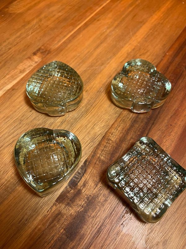 Pale Green Playing Card Suits Ashtray Set