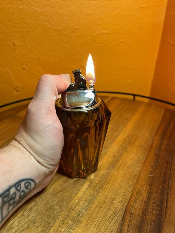 Amber Glass Table Lighter