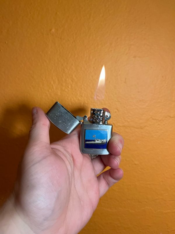 USS Coast Guard Sandy Hook Ft Hancock NJ Military Flip Top Lighter