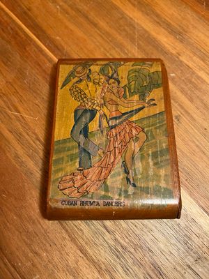 Havana Cuba Rhumba Dancers Souvenir Wooden Cigarette Case