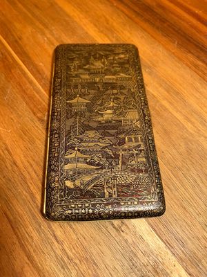 Highly Detailed Loong Asian Dragon &amp; Japanese Castle Scenery Jumbo Cigarette Case