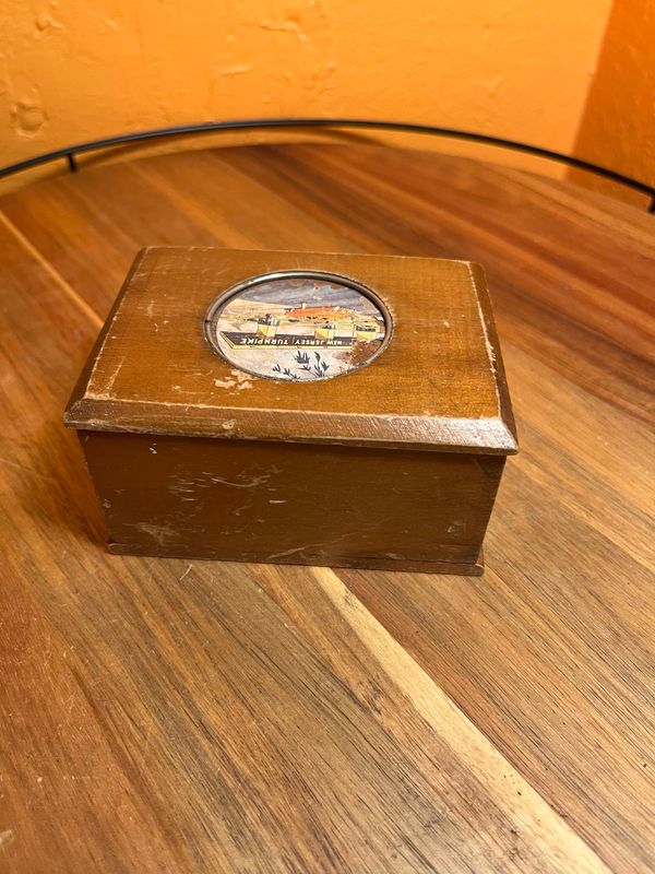 Slightly Damaged New Jersey Turnpike Wooden Cigarette Dispenser