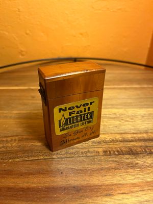 Never Fail Lighter Six Gun City Jefferson NH Wooden Souvenir Match Safe
