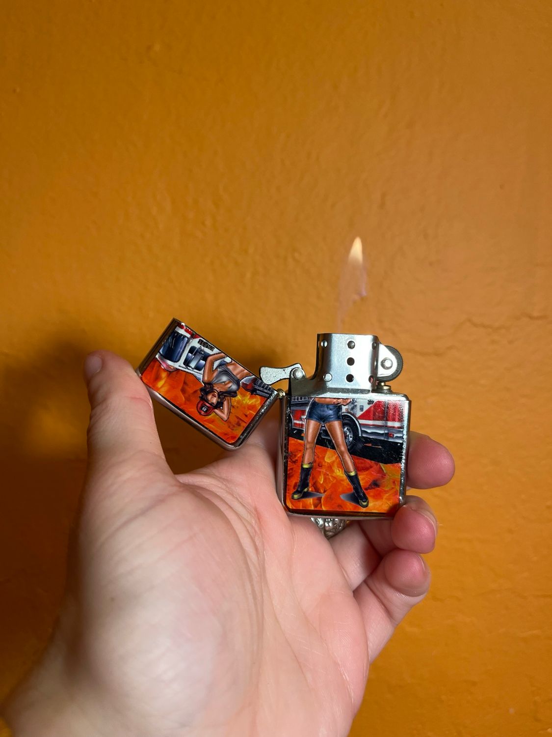 Five Alarm Firefighter Hottie Pinup Flip Top Lighter
