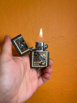 1999 Barrett Smythe Painted Wood Duck Zippo Lighter