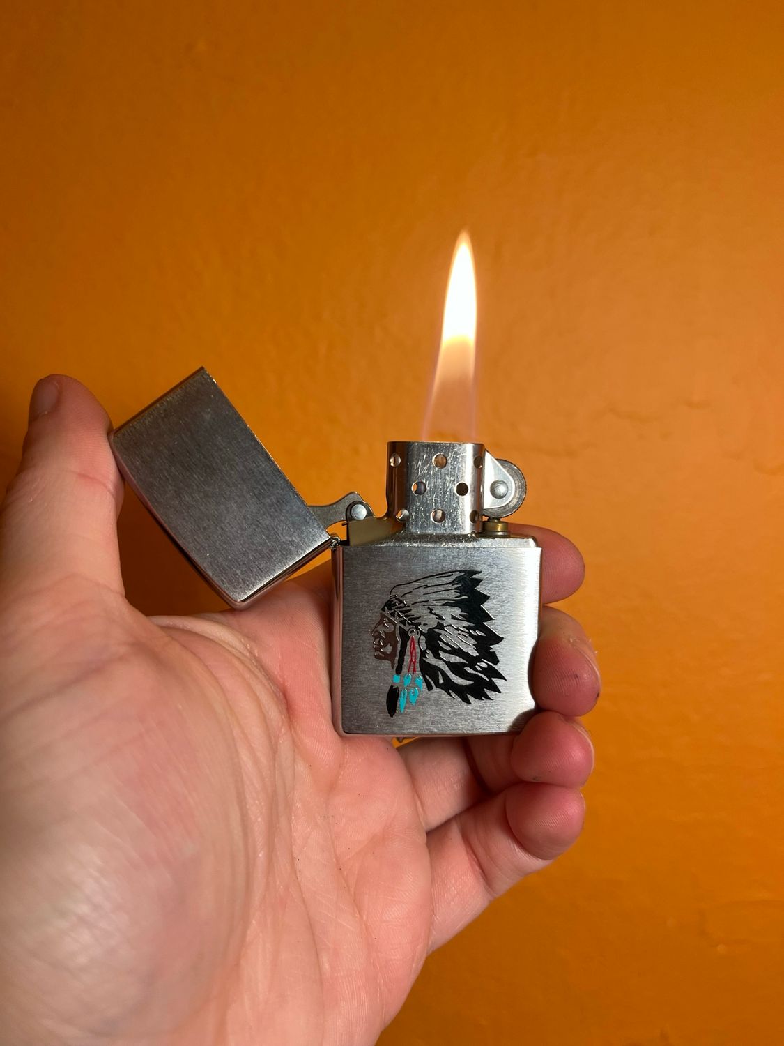 1996 Indigenous Great Plains Sitter Side Profile Zippo Lighter