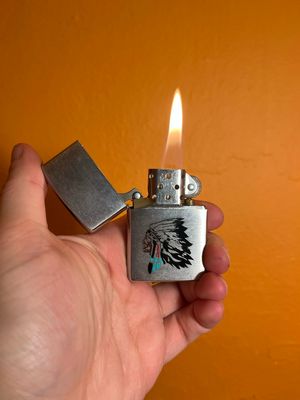 1996 Indigenous Great Plains Sitter Side Profile Zippo Lighter