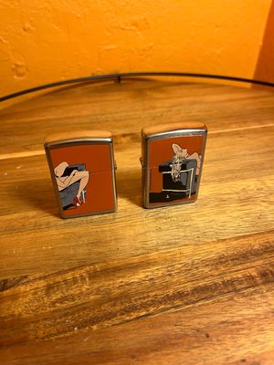 2000 Playboy Art Series Pinup Limited Release Two Sided Paired Zippo Lighter Set