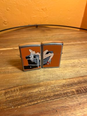 2000 Playboy Art Series Pinup Limited Release Two Sided Paired Zippo Lighter Set