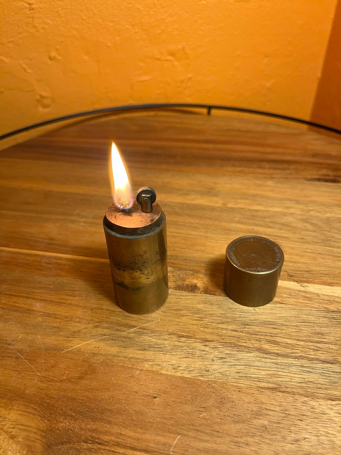 Antique French Coin Trench Table Lighter