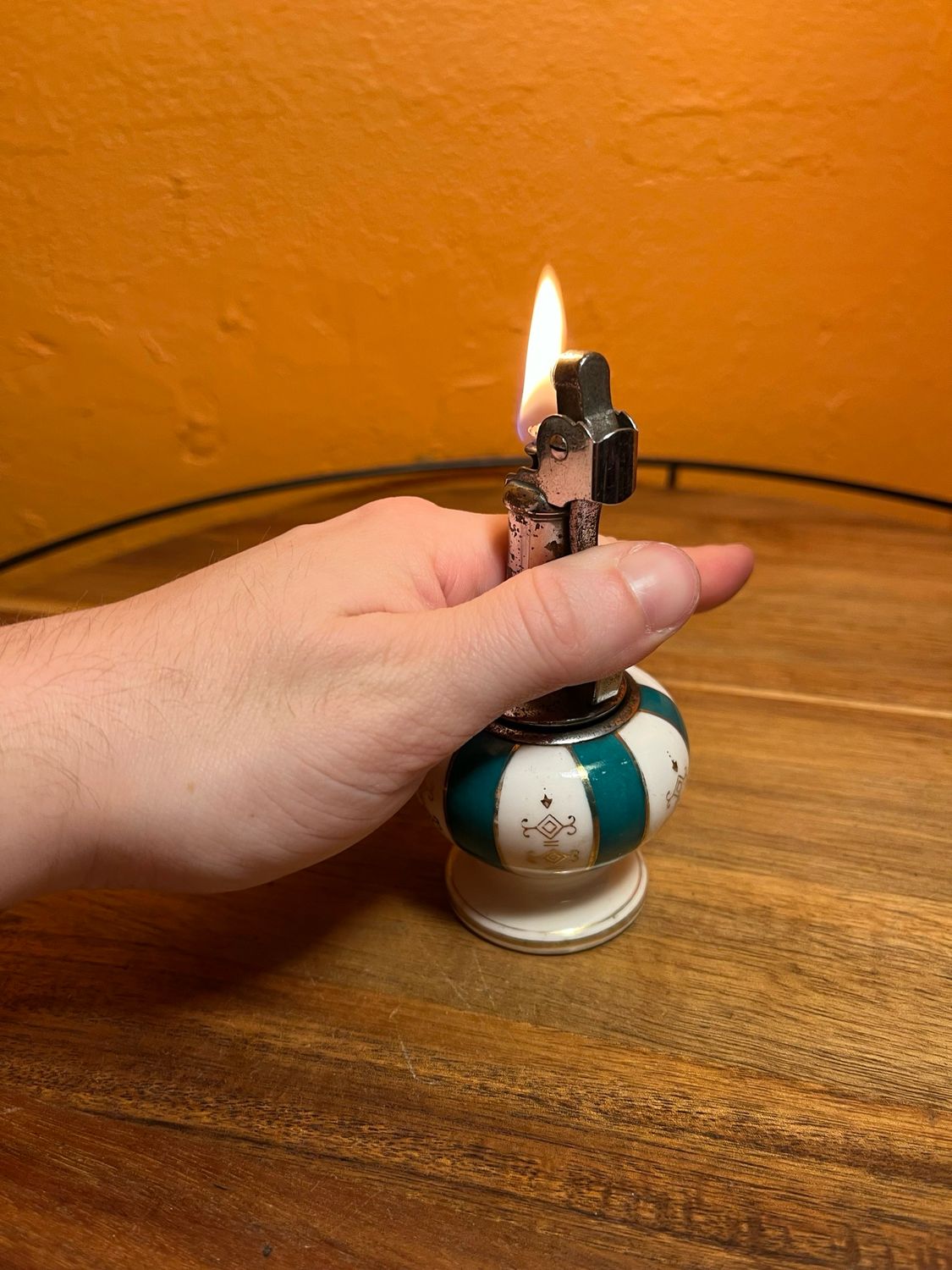 Handpainted Bone China Table Lighter