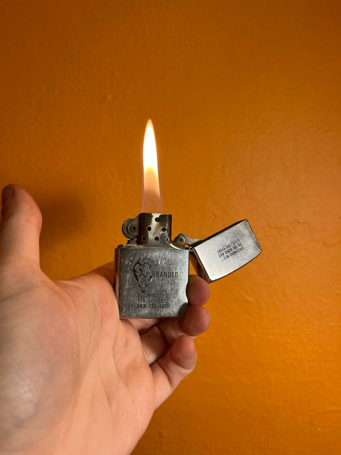 1995 1-800-Branded Bull Zippo Lighter