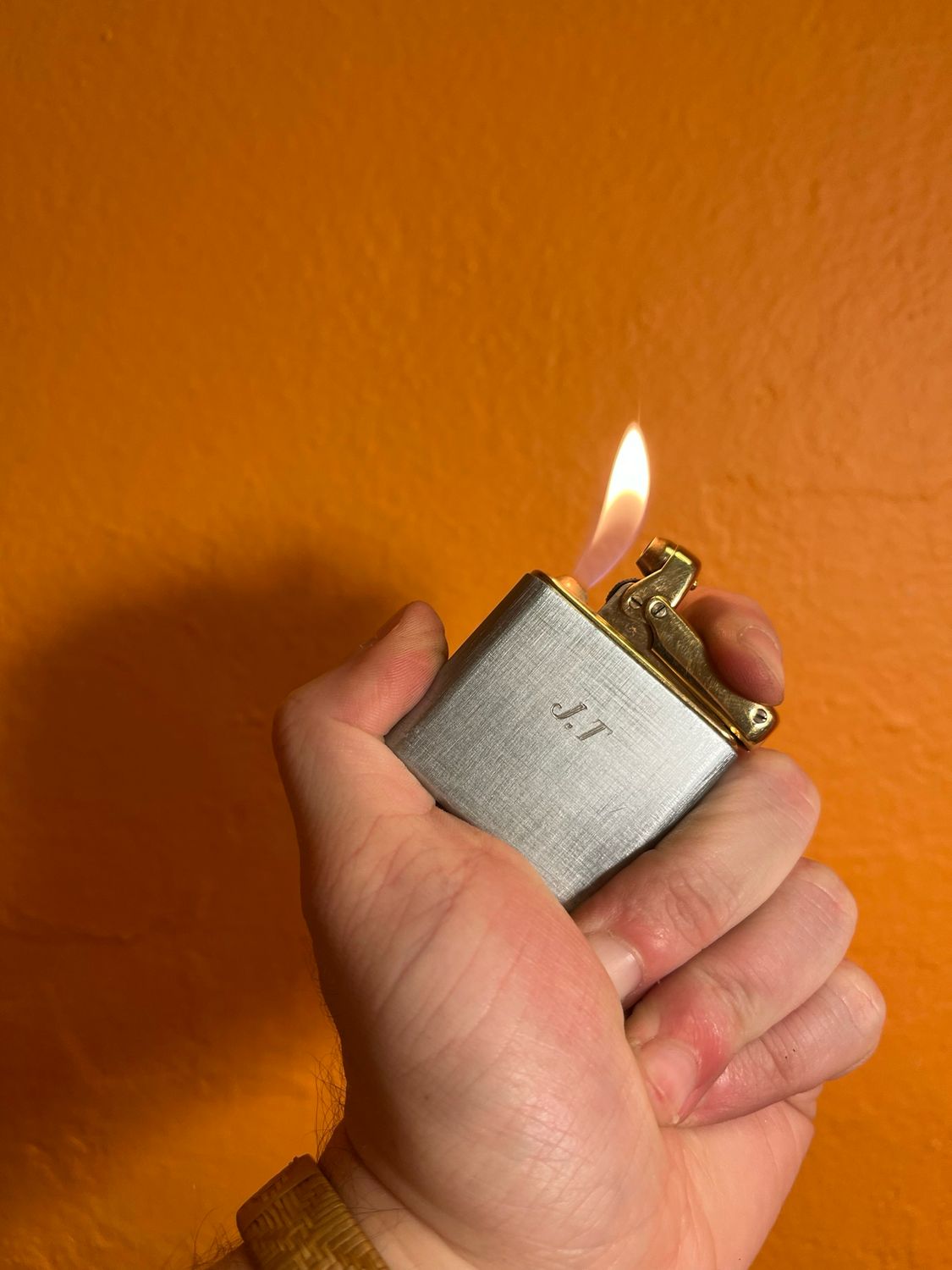 Customized ‘JT Darlene &amp; Ellen 1974’ Powder Blue West German Colibri Lighter