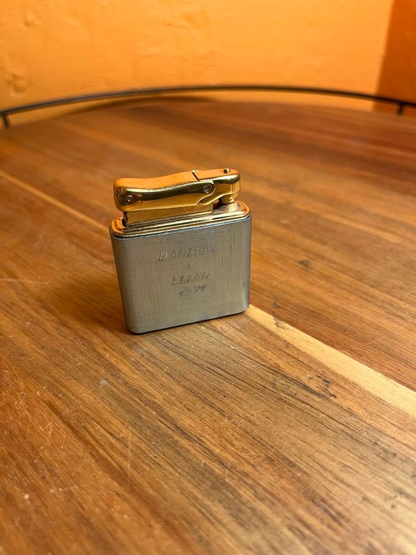 Customized ‘JT Darlene &amp; Ellen 1974’ Powder Blue West German Colibri Lighter