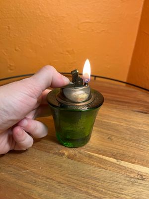 Green Textured Glass Table Lighter