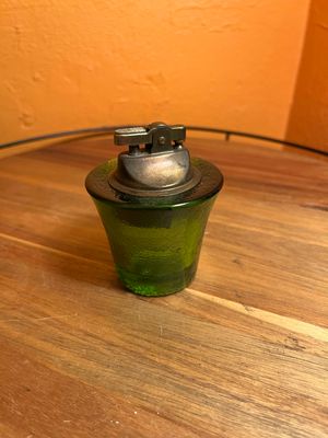 Green Textured Glass Table Lighter