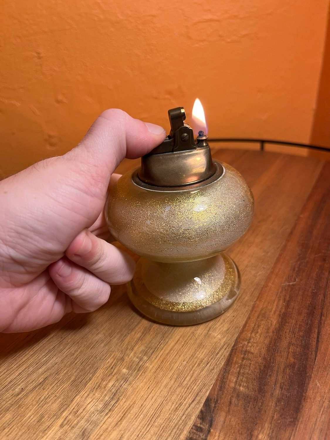Gold Shimmer Glass Table Lighter
