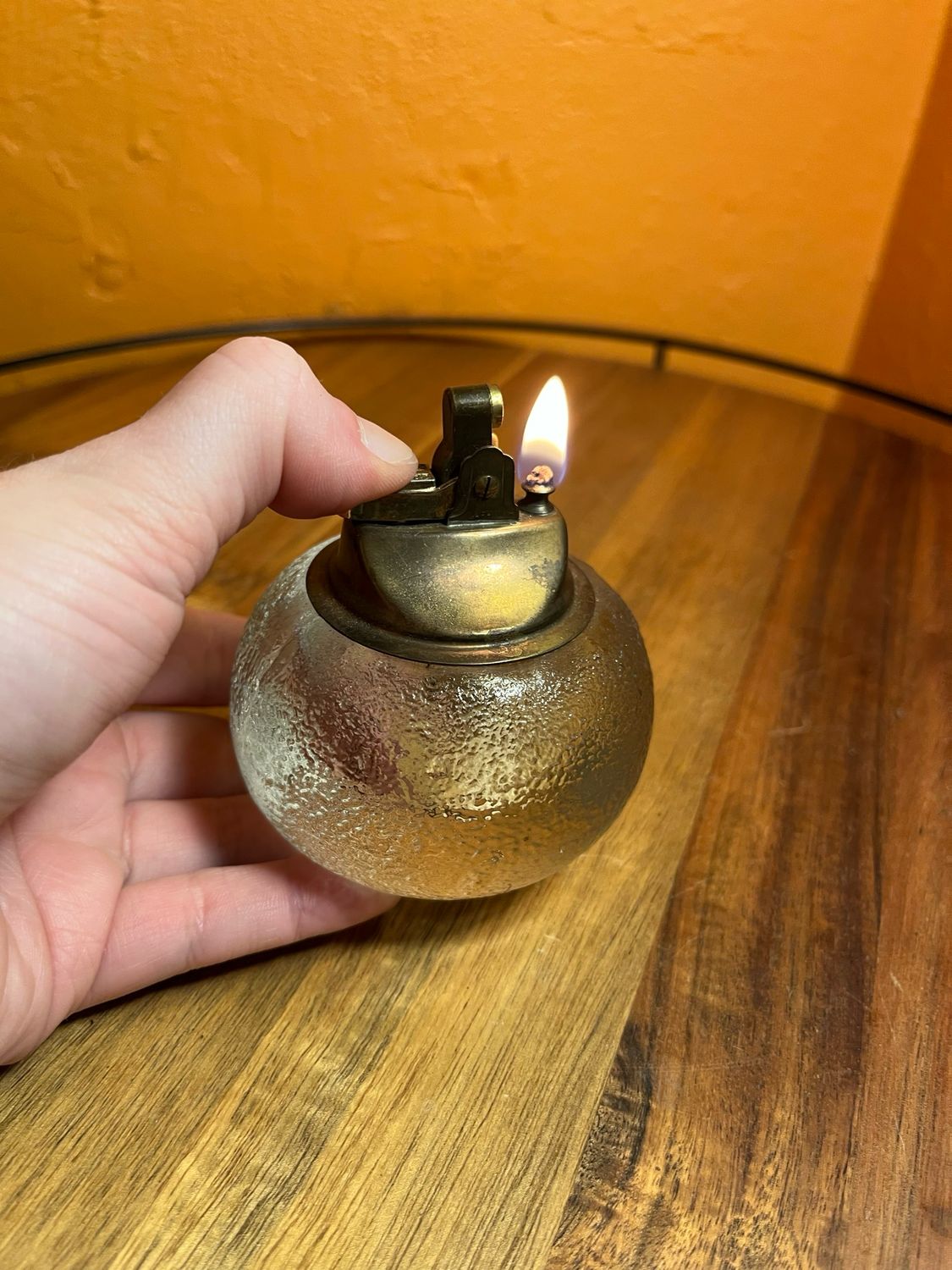 Textured Clear Glass Table Lighter