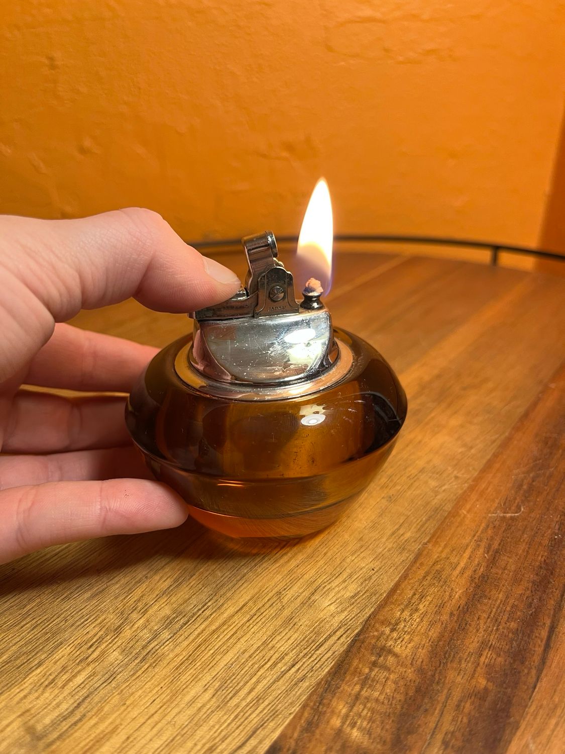 Orange Glass Table Lighter