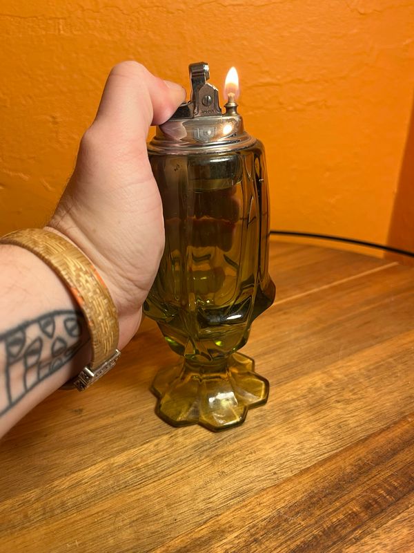 Pale Green Glass Table Lighter