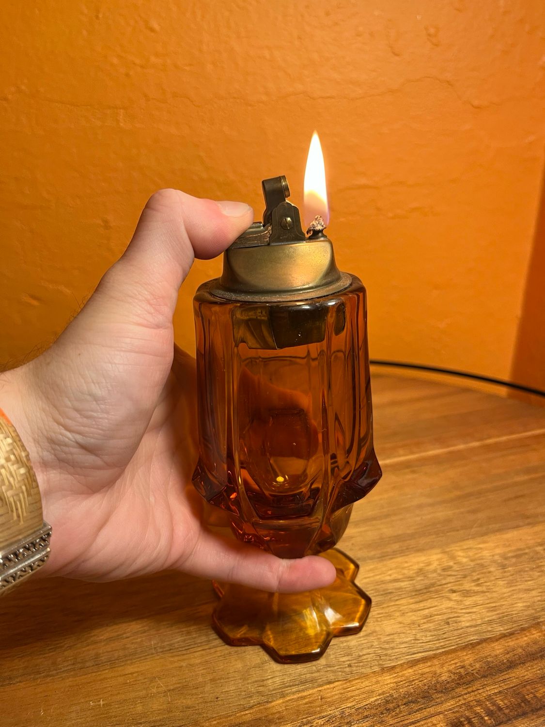 Amber Glass Table Lighter