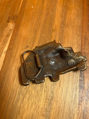 1980 The Great American Buckle Co Green Enamel Trucker Belt Buckle