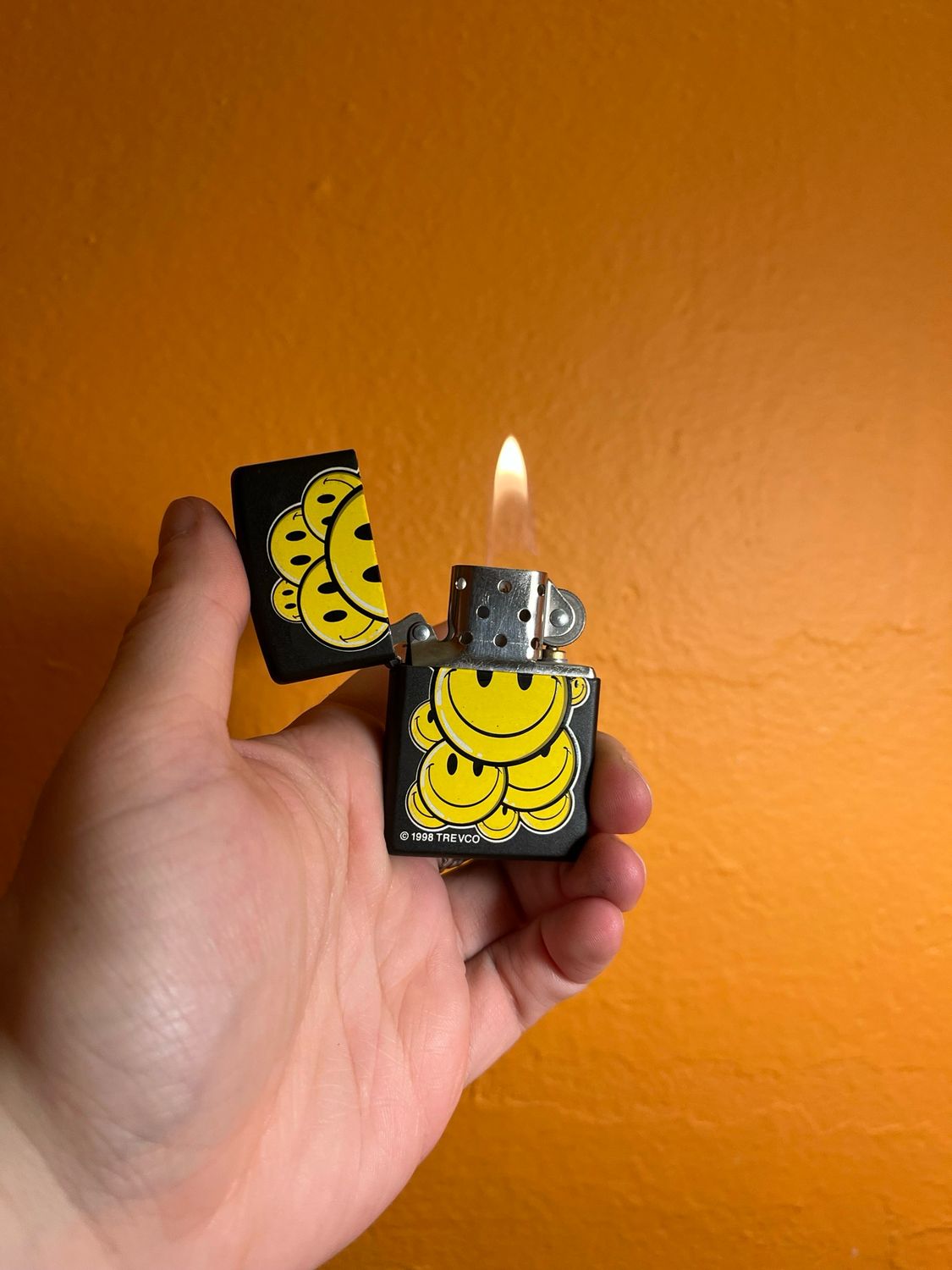 1997 Trevco Smileys Matte Black Zippo Lighter