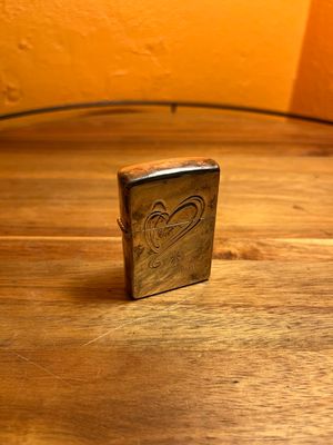 2003 Tarnished Silver Plated Everlasting Love Heart Zippo Lighter