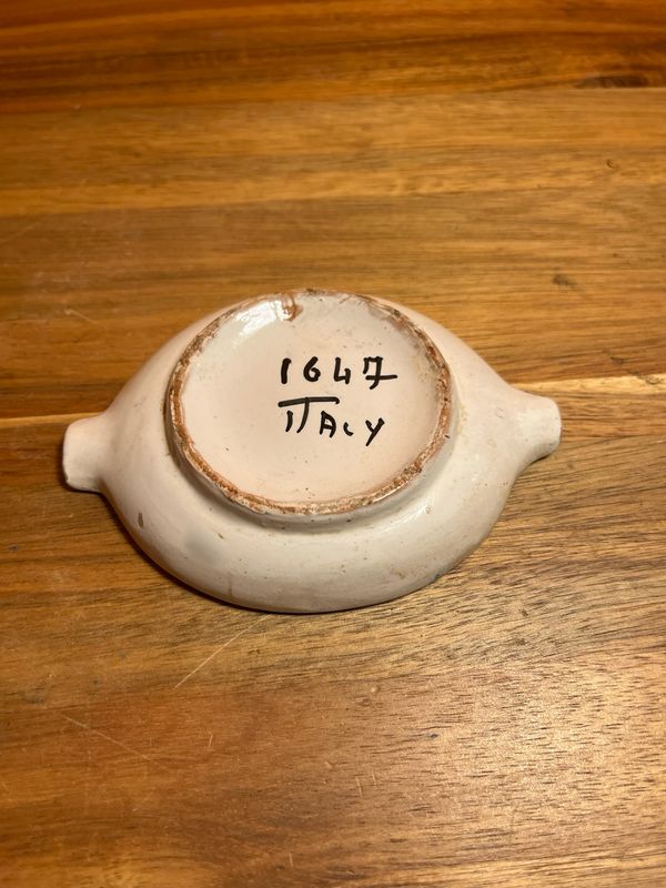 Worn Italian Ceramic Floral Ashtray