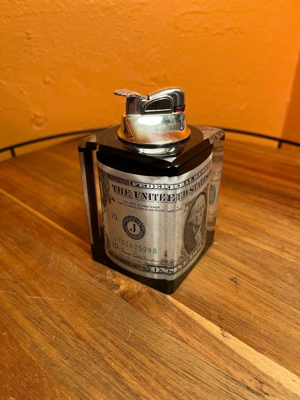 Dollar Bill Lucite Table Lighter