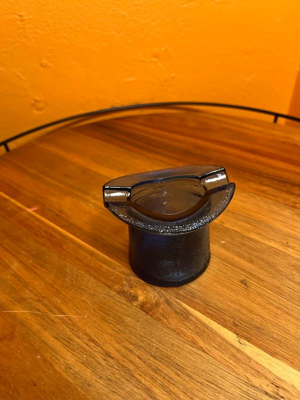 Blue Glass Tophat Ashtray