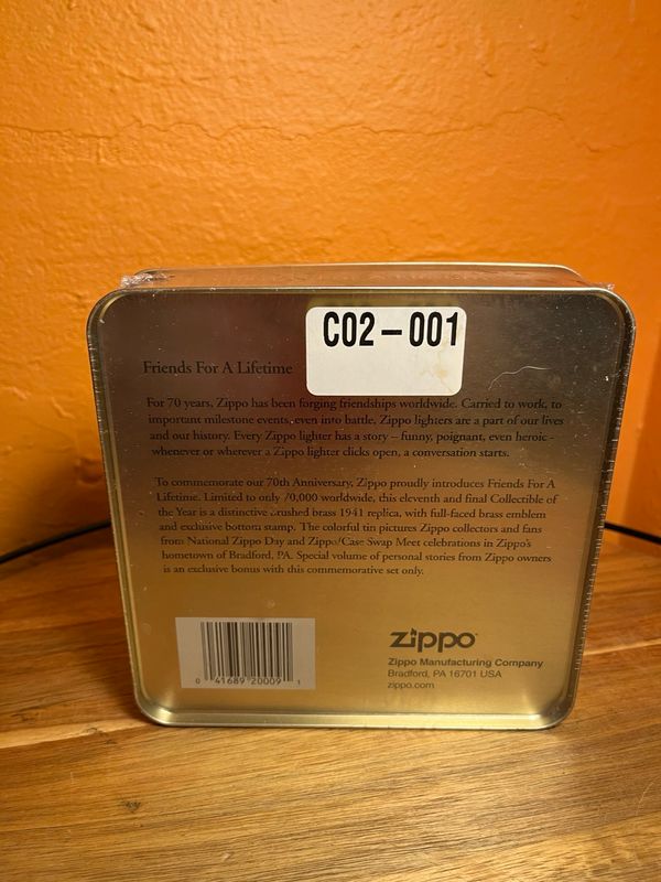 2002 70th Anniversary Friends For A Lifetime Sealed Unstruck Zippo Set