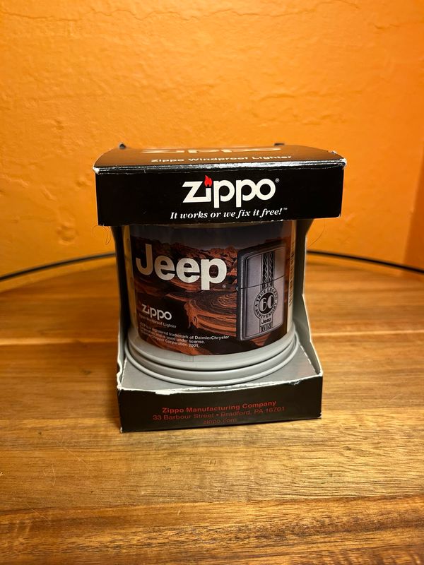 2001 Jeep 60th Anniversary Zippo Lighter With Tin